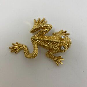 vintage st john frog w/ crystal eyes brooch